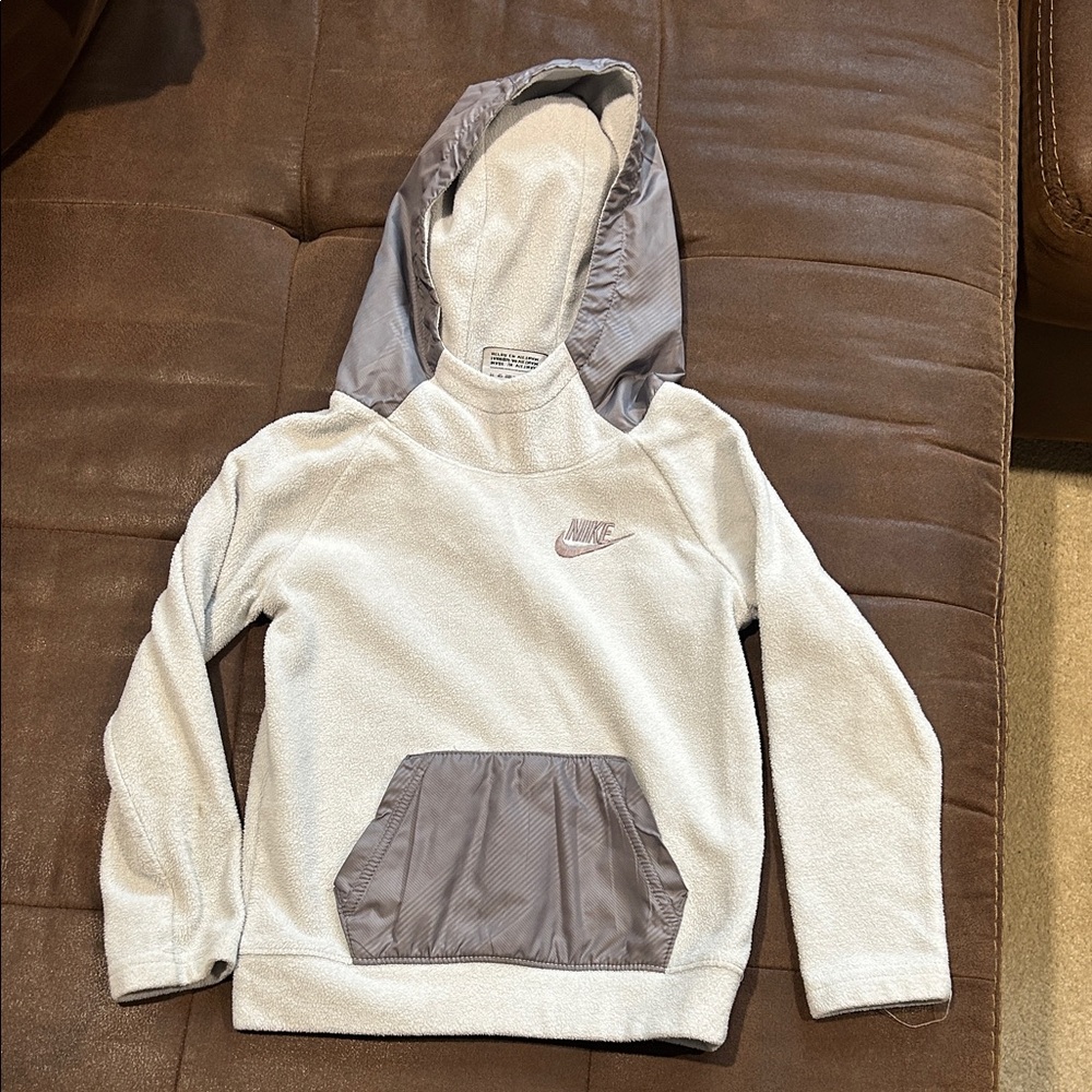 Nike Kids White and Gray Hoodie